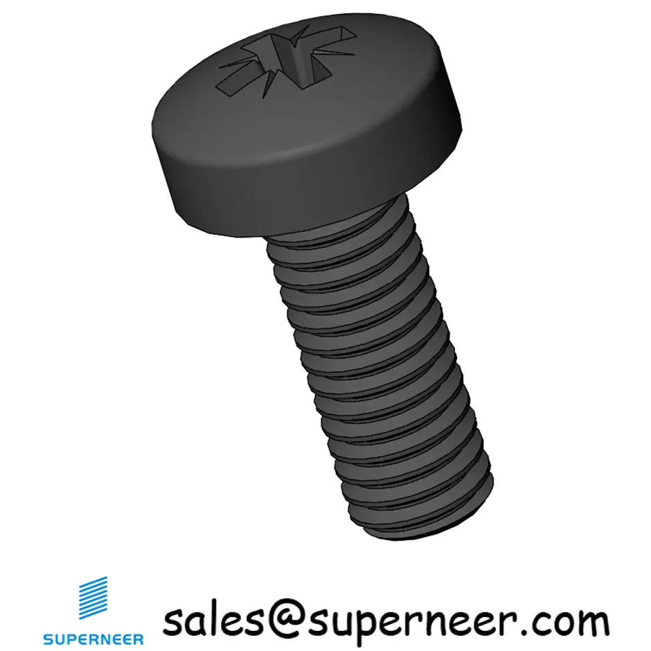 M3 x 8 mm Pan Head Pozi Machine Screw Steel Black ISO 7045