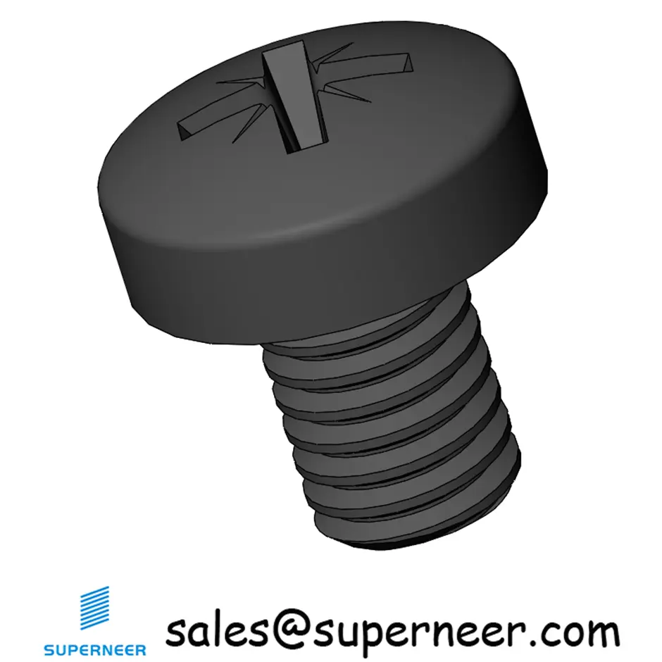 M3.5 x 5 mm Pan Head Pozi Machine Screw Steel Black ISO 7045