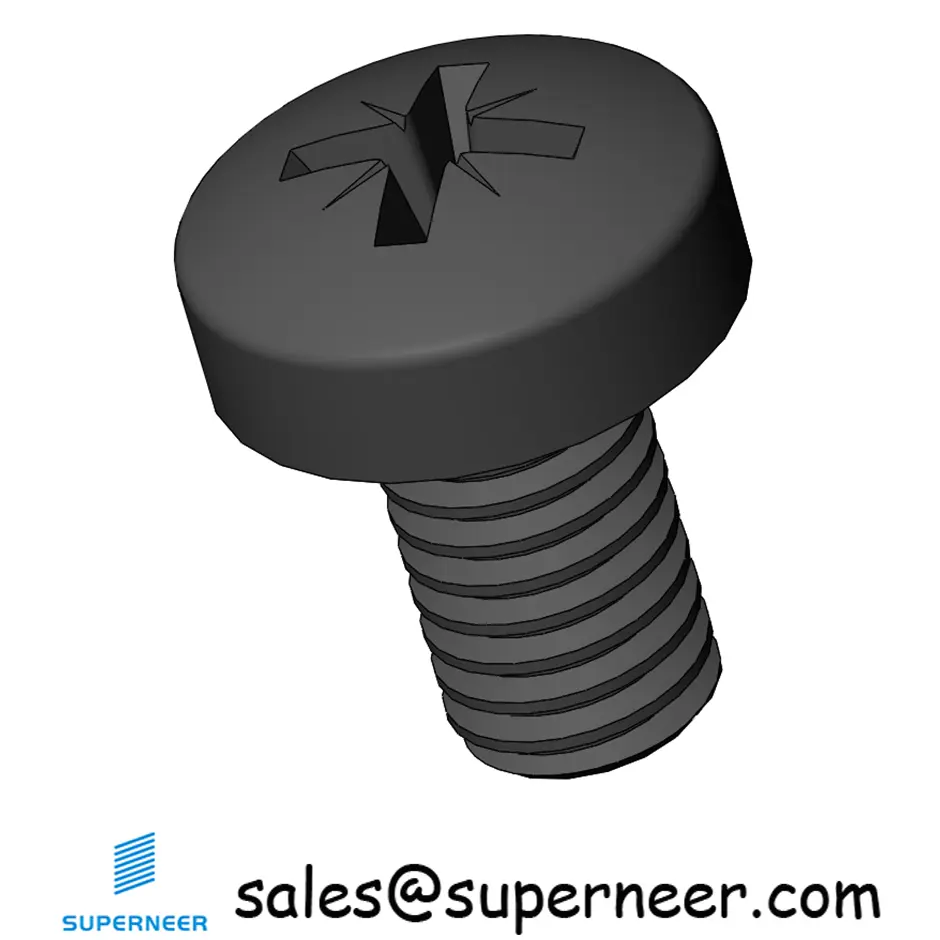 M3.5 x 6 mm Pan Head Pozi Machine Screw Steel Black ISO 7045