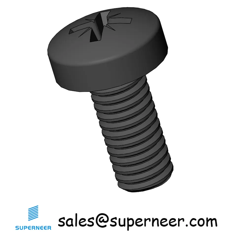 M3.5 x 8 mm Pan Head Pozi Machine Screw Steel Black ISO 7045