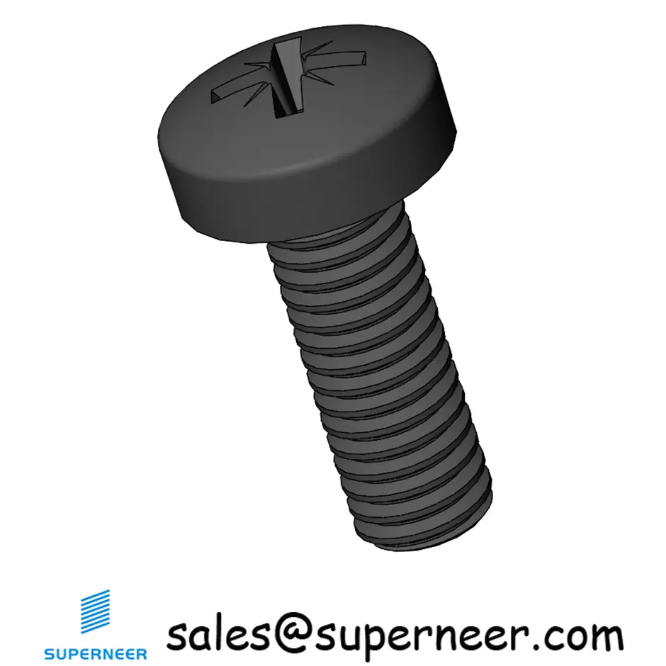M3.5 x 10 mm Pan Head Pozi Machine Screw Steel Black ISO 7045