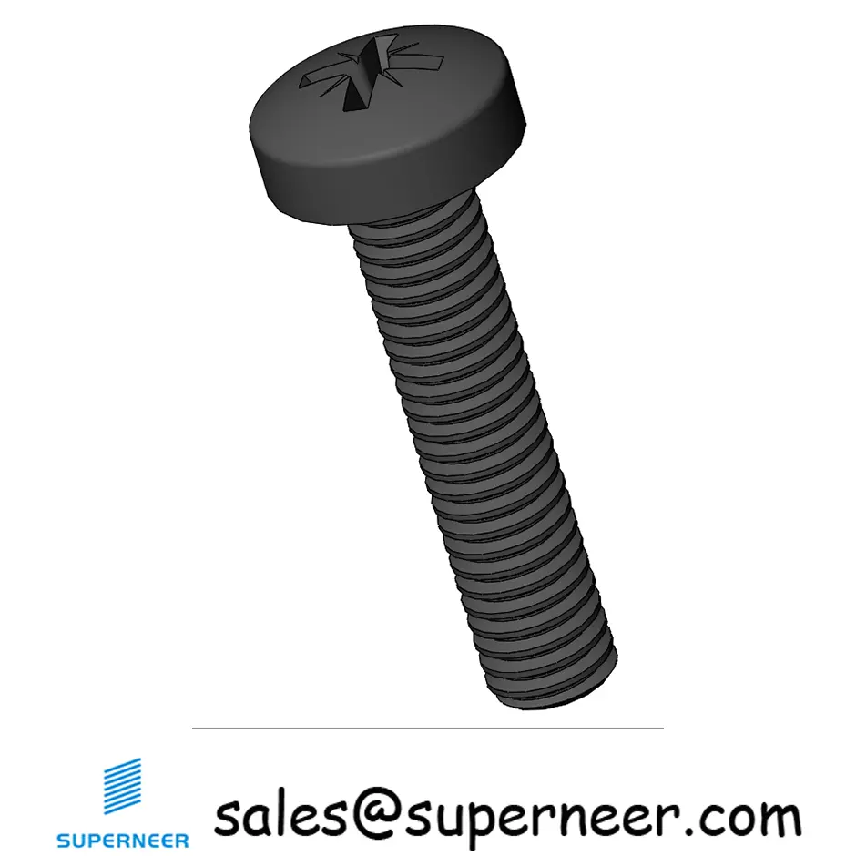 M3.5 x 16 mm Pan Head Pozi Machine Screw Steel Black ISO 7045