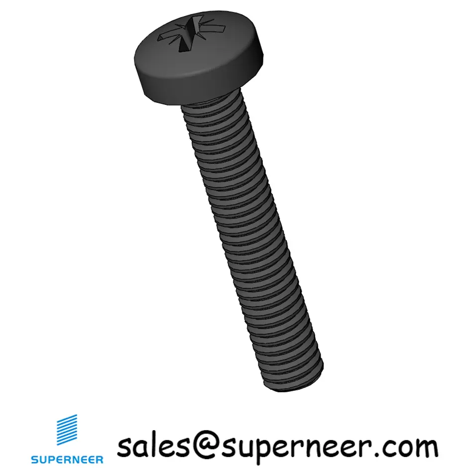 M3.5 x 20 mm Pan Head Pozi Machine Screw Steel Black ISO 7045