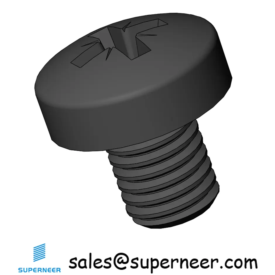 M4 x 5 mm Pan Head Pozi Machine Screw Steel Black ISO 7045