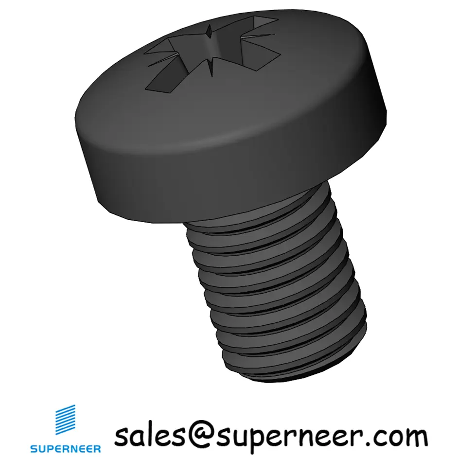 M4 x 6 mm Pan Head Pozi Machine Screw Steel Black ISO 7045