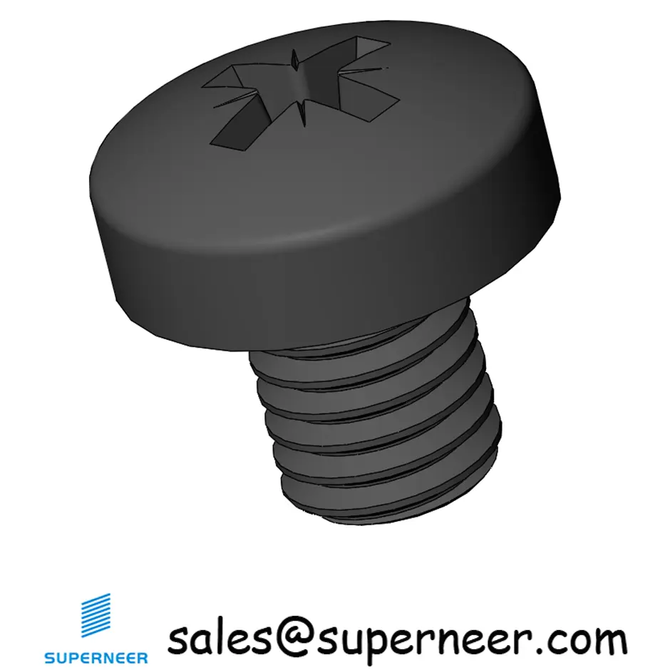 M5 x 6 mm Pan Head Pozi Machine Screw Steel Black ISO 7045