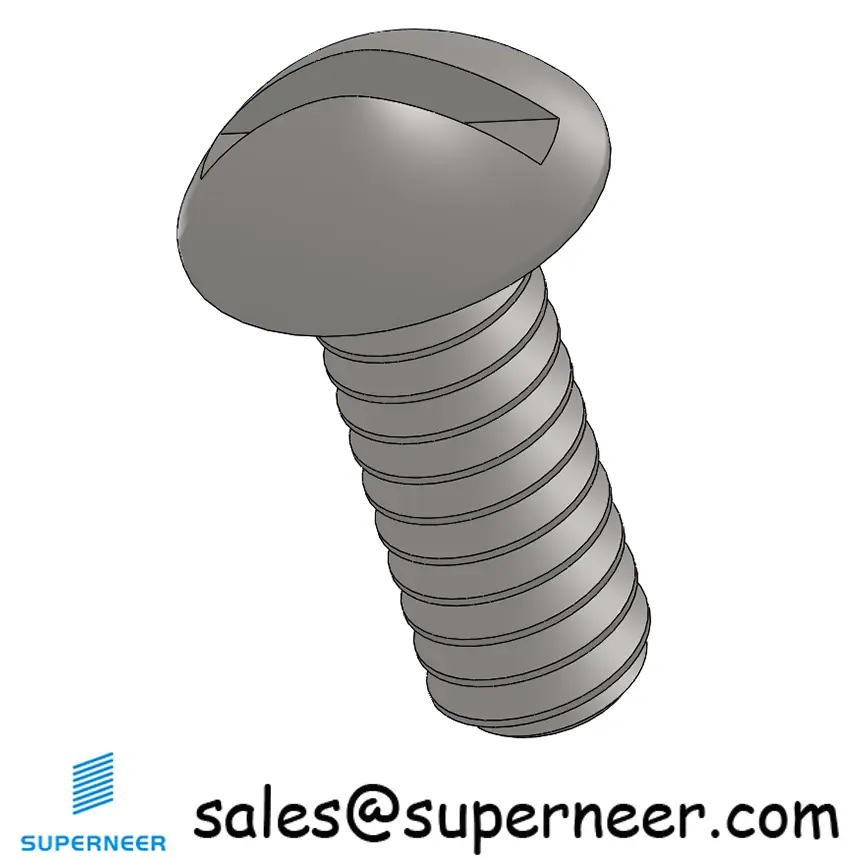 10-32 x 1/2" Round Head Slotted  Machine Screw SUS304 Stainless Steel Inox
