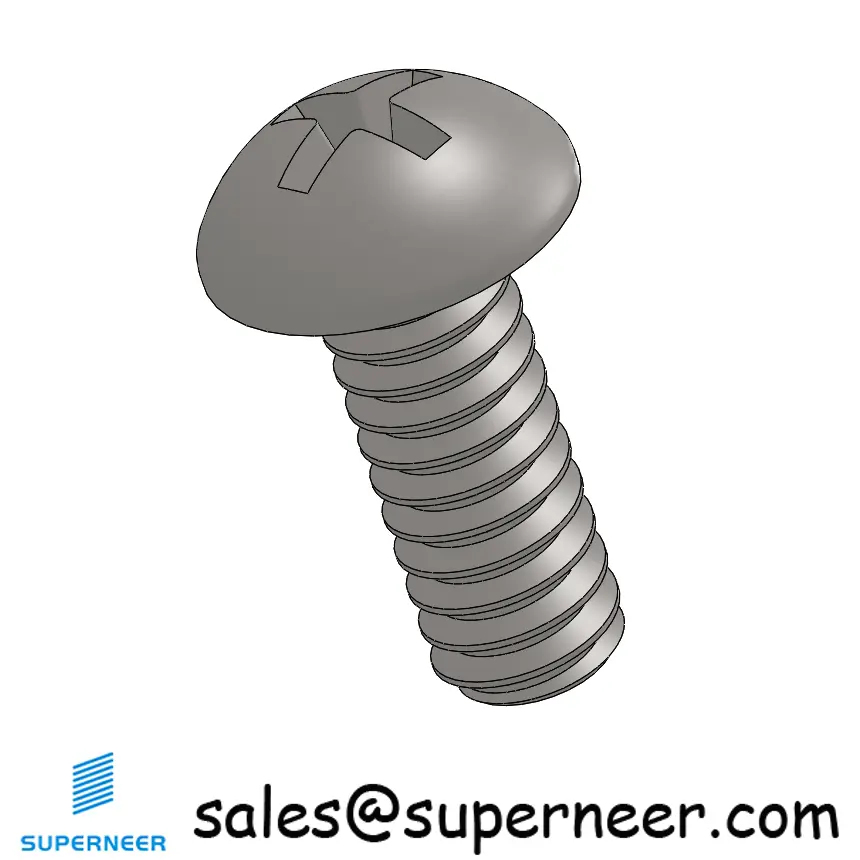 10-32 x 1/2" Round Head Phillips Machine Screw SUS304 Stainless Steel Inox