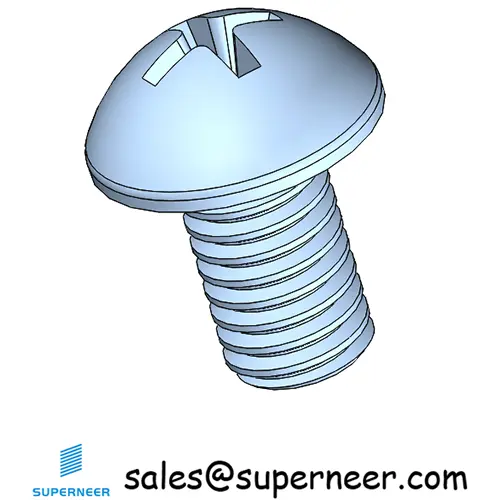 M3.5 x 6 mm Round Head Phillips Machine Screw Steel Blue Zinc Plated