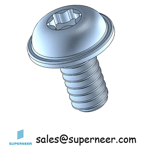 10-32 x 3/8" Pan Washer Head Torx Machine Screws Steel Blue Zinc Plated