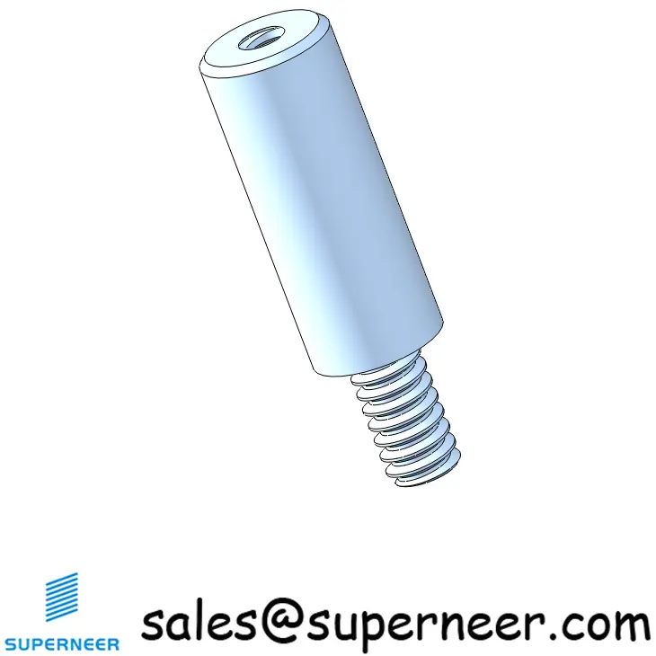 6-32 x 5/8" Steel Blue Zinc Plated Round Standoff Male Female Threaded Spacer