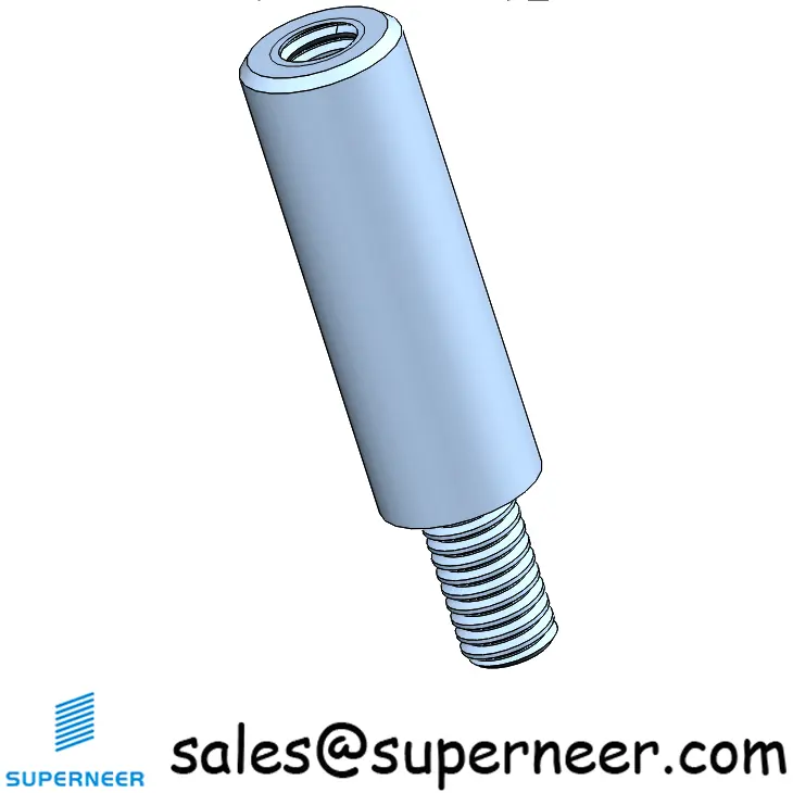 M3.5 x 18mm Male-Female Threaded Round Standoffs Metric Steel Blue Zinc Plated Material