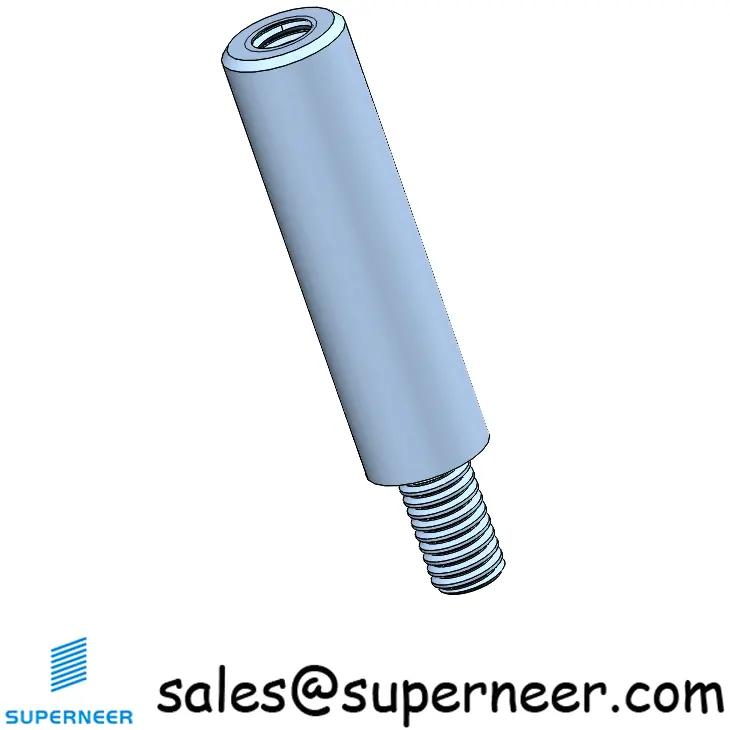 M3.5 x 22mm Male-Female Threaded Round Standoffs Metric Steel Blue Zinc Plated Material