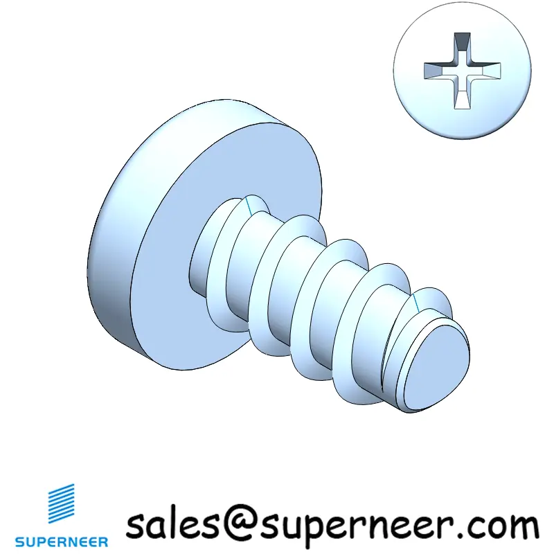 1 × 5/32" Pan Head Phillips Thread Forming inch Screws for Plastic  Steel Blue Zinc Plated