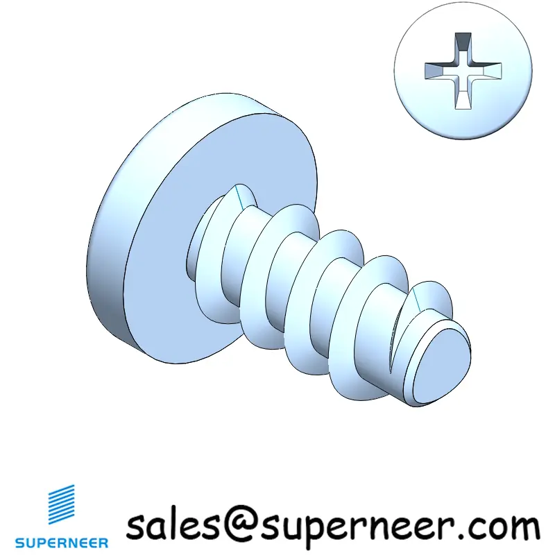4 × 1/4" Pan Head Phillips Thread Forming inch Screws for Plastic  Steel Blue Zinc Plated
