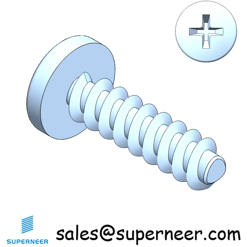 6 × 1/2" Pan Head Phillips Thread Forming inch Screws for Plastic  Steel Blue Zinc Plated
