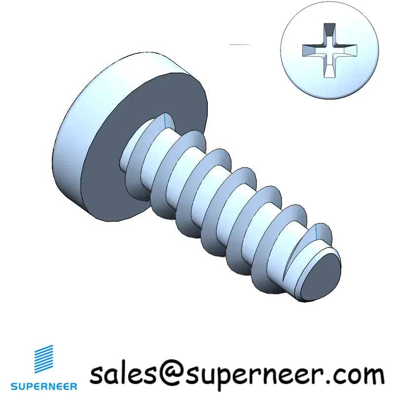 M2.2 × 6mm  Pan Head Phillips Thread Foming Screws for Plastic   Steel Blue Zinc Plated