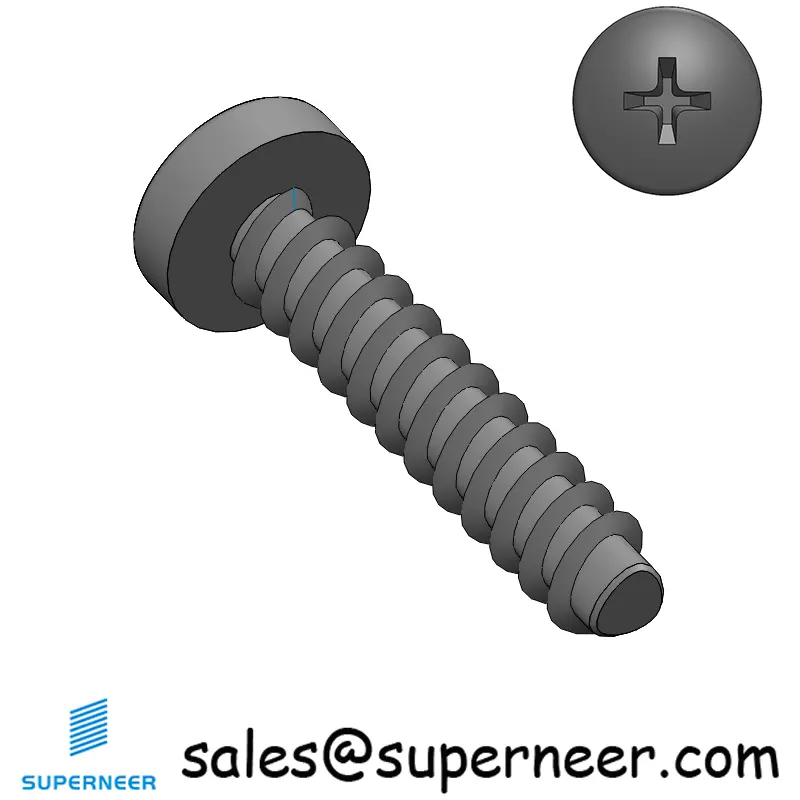 M2.5 × 12mm  Pan Head Phillips Thread Foming Screws for Plastic   Steel Black