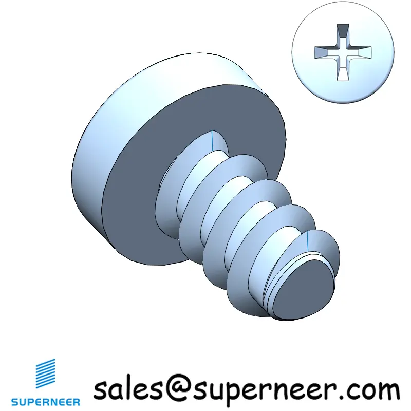 M3.5 × 6mm  Pan Head Phillips Thread Foming Screws for Plastic   Steel Blue Zinc Plated