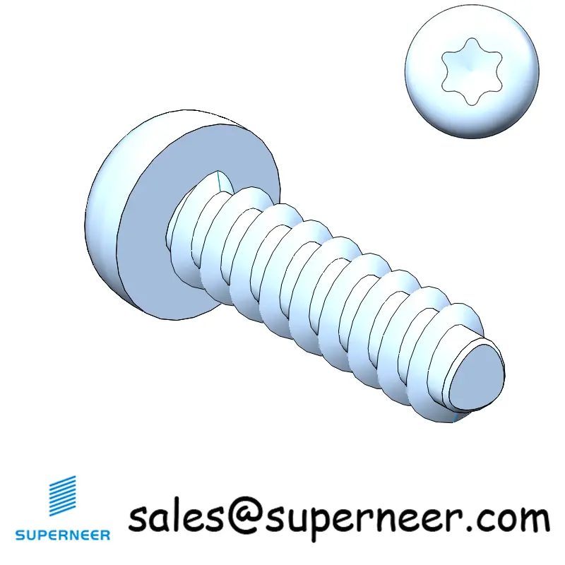 M2.5 × 9mm  Pan Head Torx Thread Foming Screws for Plastic   Steel Blue Zinc Plated
