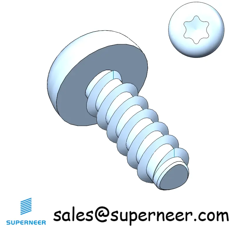 M3 × 8mm  Pan Head Torx Thread Foming Screws for Plastic   Steel Blue Zinc Plated