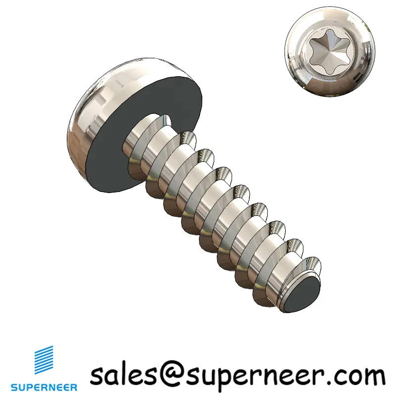 M3 × 10mm  Pan Head Torx Thread Foming Screws for Plastic SUS304 Stainless Steel Inox