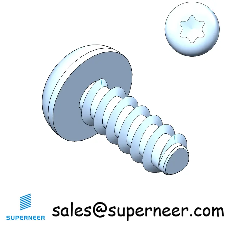 M3.5 × 9mm  Pan Head Torx Thread Foming Screws for Plastic   Steel Blue Zinc Plated