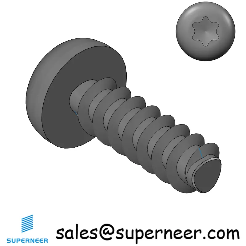 M6 × 18mm  Pan Head Torx Thread Foming Screws for Plastic   Steel Black