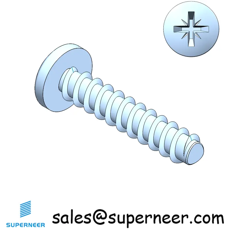 3 × 1/2" Pan Head Pozi Thread Forming inch Screws for Plastic  Steel Blue Zinc Plated