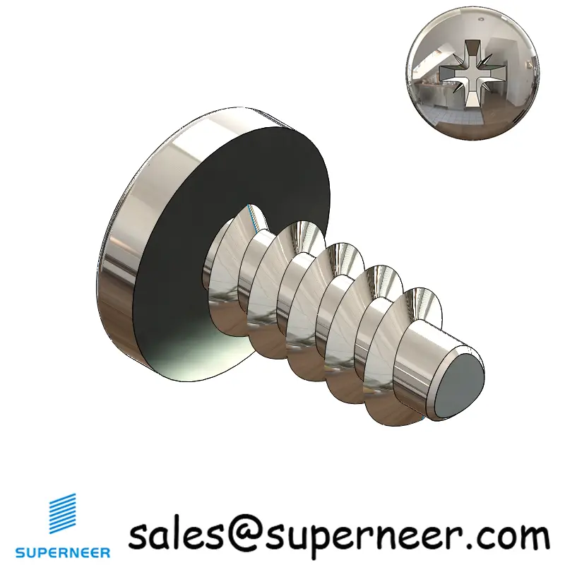 6 × 5/16" Pan Head Pozi Thread Forming inch Screws for Plastic  SUS304 Stainless Steel Inox