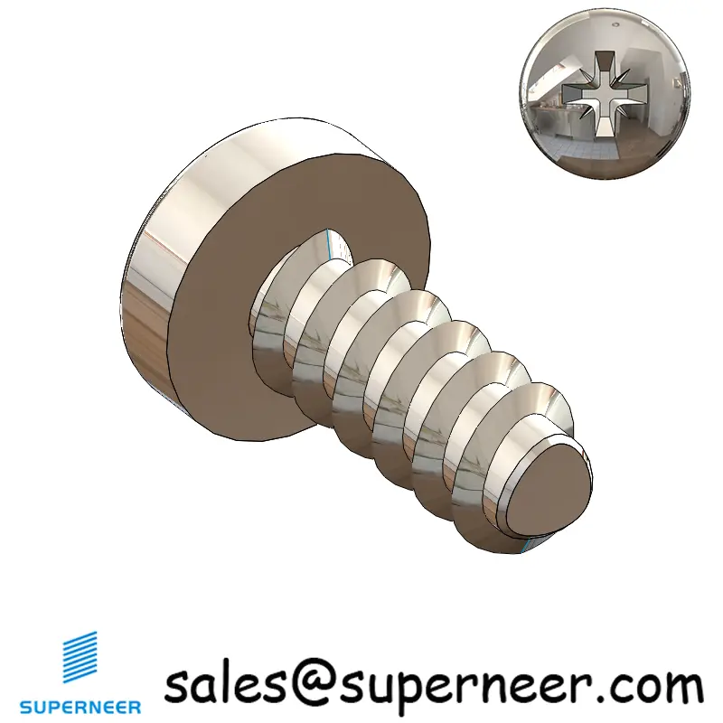M2.5 × 6mm  Pan Head Pozi Thread Foming Screws for Plastic SUS304 Stainless Steel Inox