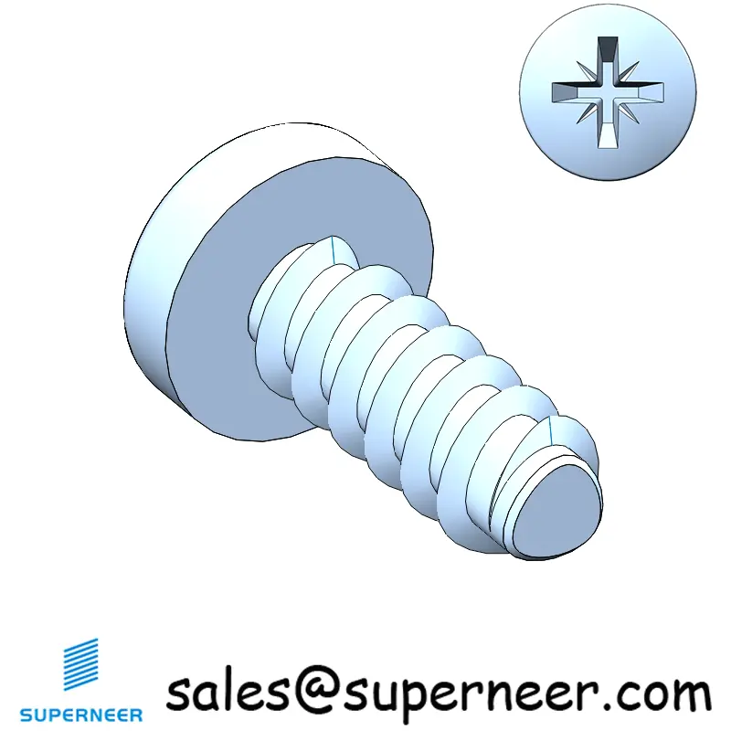 M3 × 8mm  Pan Head Pozi Thread Foming Screws for Plastic   Steel Blue Zinc Plated