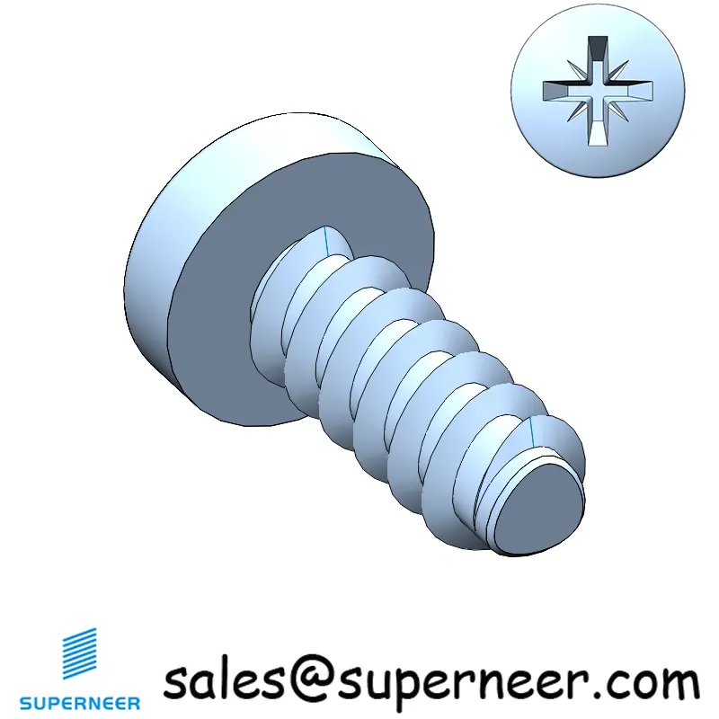 M3.5 × 9mm  Pan Head Pozi Thread Foming Screws for Plastic   Steel Blue Zinc Plated