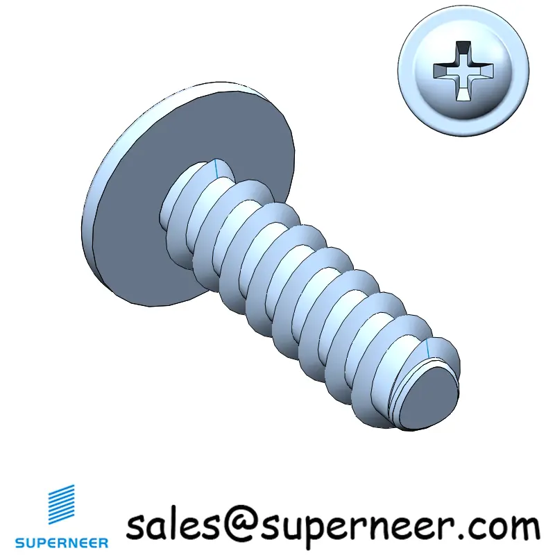 M3 × 10mm  Pan Washer Head Phillips Thread Foming Screws for Plastic   Steel Blue Zinc Plated