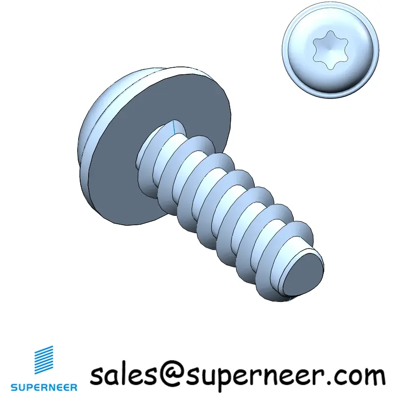 M2.5 × 7mm  Pan Washer Head Torx Thread Foming Screws for Plastic   Steel Blue Zinc Plated