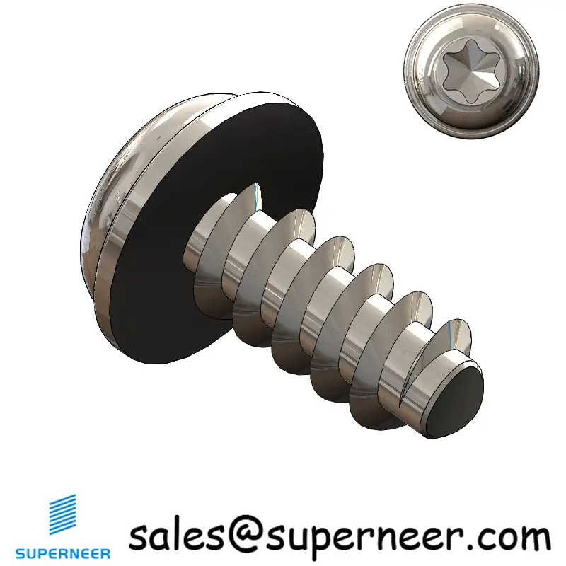 M4 × 9mm  Pan Washer Head Torx Thread Foming Screws for Plastic SUS304 Stainless Steel Inox