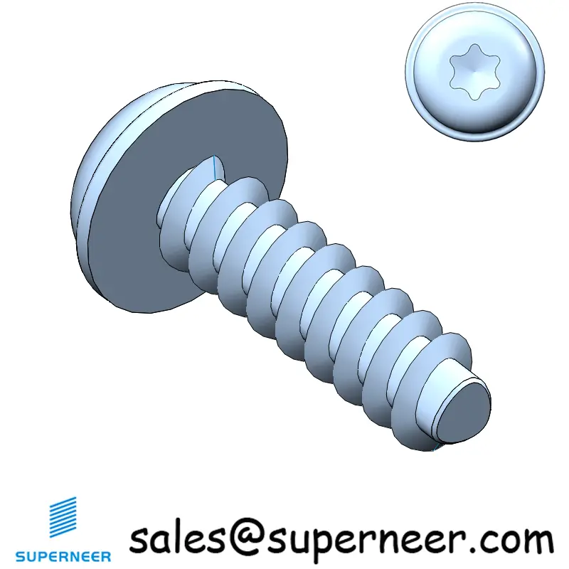 M4 × 14mm  Pan Washer Head Torx Thread Foming Screws for Plastic   Steel Blue Zinc Plated