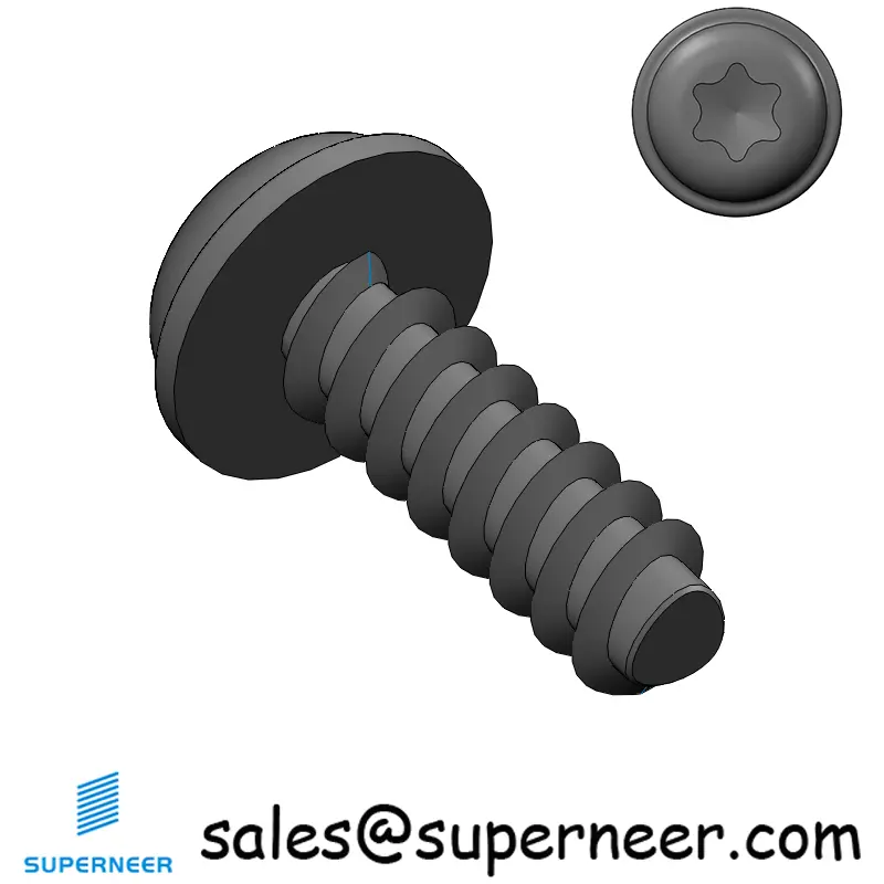 M6 × 18mm  Pan Washer Head Torx Thread Foming Screws for Plastic   Steel Black