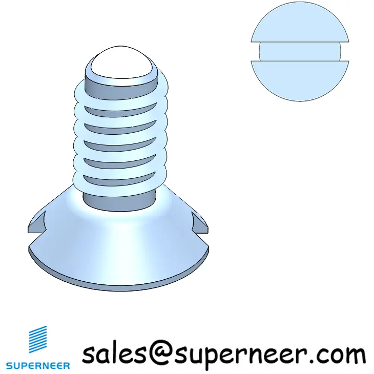 2-56 × 3/16 Flat Head Slot Thread Forming  Screws for Metal  Steel Blue Zinc Plated
