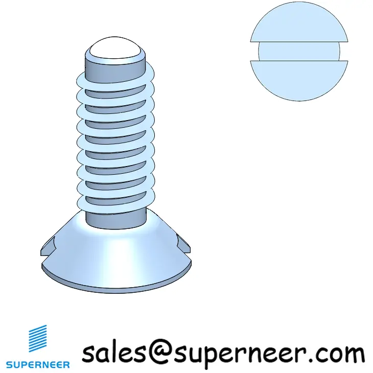 2-56 × 1/4 Flat Head Slot Thread Forming  Screws for Metal  Steel Blue Zinc Plated