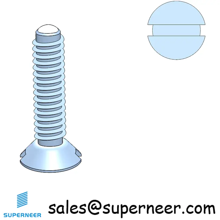 2-56 × 3/8 Flat Head Slot Thread Forming  Screws for Metal  Steel Blue Zinc Plated
