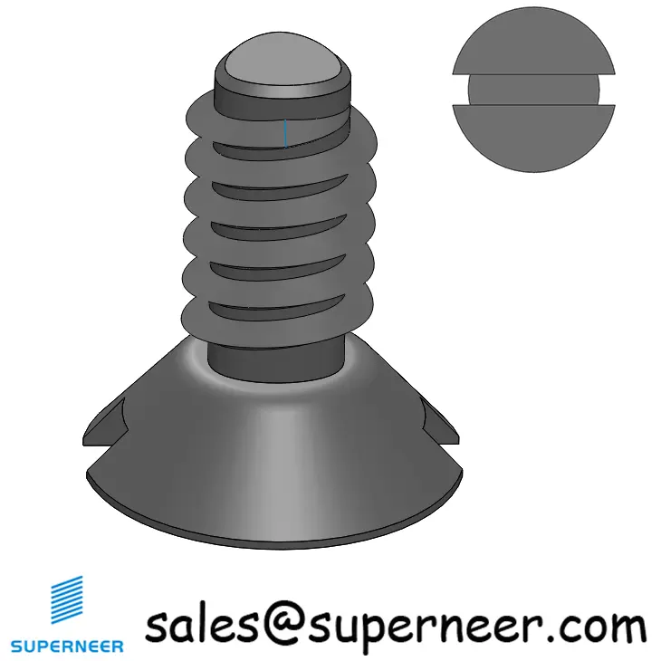 4-40 × 1/4 Flat Head Slot Thread Forming  Screws for Metal  Steel Black