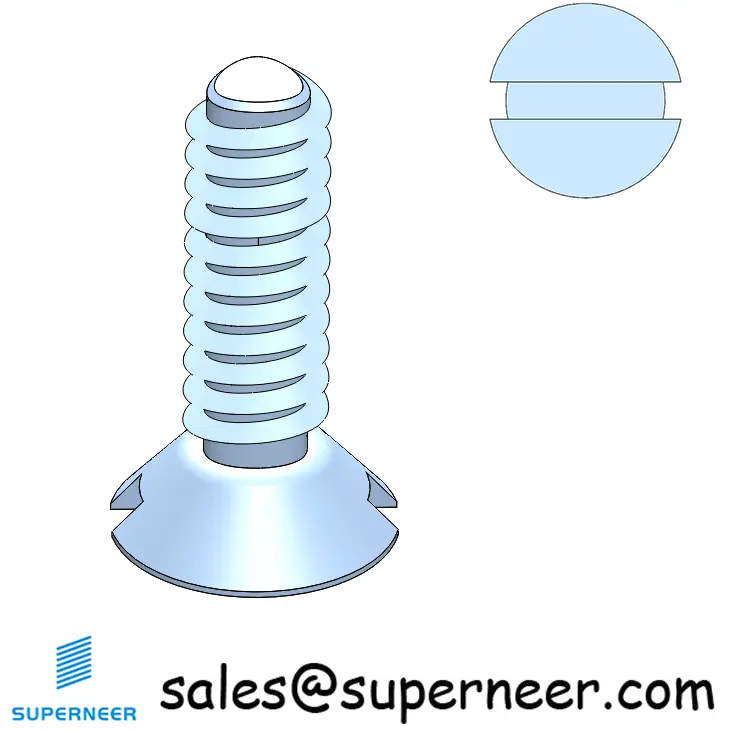 4-40 × 3/8 Flat Head Slot Thread Forming  Screws for Metal  Steel Blue Zinc Plated