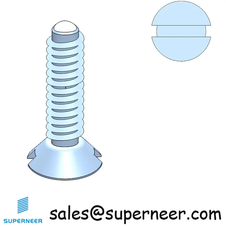 4-40 × 7/16 Flat Head Slot Thread Forming  Screws for Metal  Steel Blue Zinc Plated