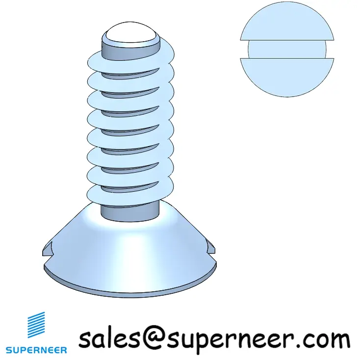 6-32 × 3/8 Flat Head Slot Thread Forming  Screws for Metal  Steel Blue Zinc Plated