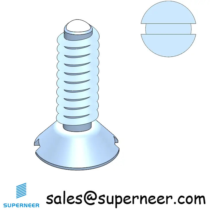 6-32 × 7/16 Flat Head Slot Thread Forming  Screws for Metal  Steel Blue Zinc Plated