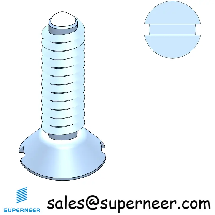 6-32 × 1/2 Flat Head Slot Thread Forming  Screws for Metal  Steel Blue Zinc Plated