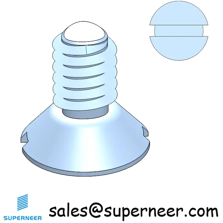 8-32 × 5/16 Flat Head Slot Thread Forming  Screws for Metal  Steel Blue Zinc Plated
