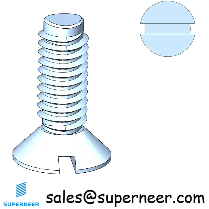 M2.5 × 7mm Flat Head Slot Thread Forming Screws for Metal Steel Blue Zinc Plated