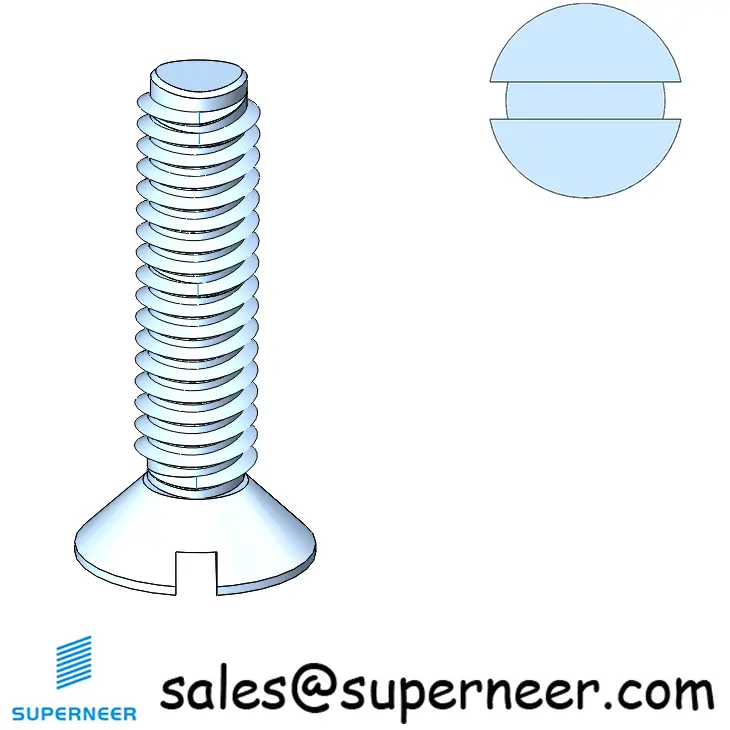 M2.5 × 10mm Flat Head Slot Thread Forming Screws for Metal Steel Blue Zinc Plated